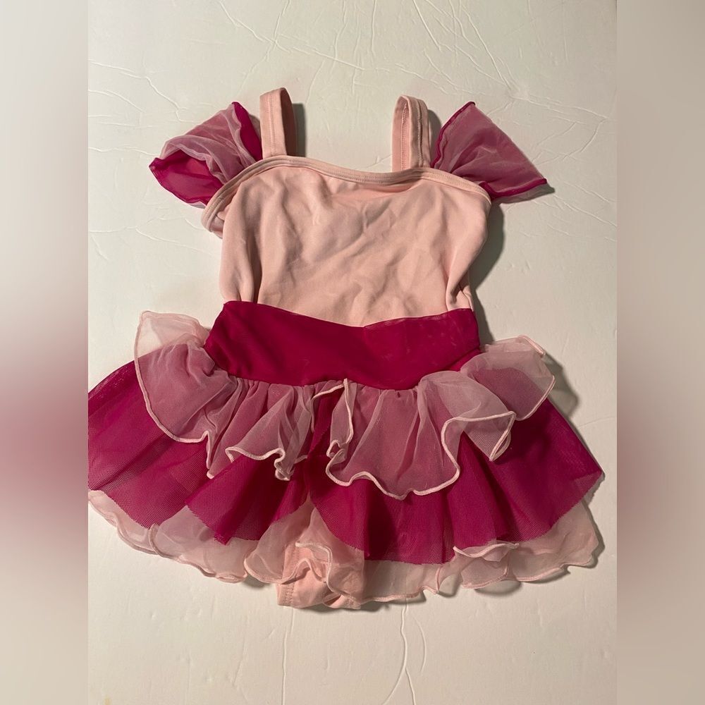 Body wrappers dance costume 2229 pink ballet dress ruffled leotard tutu 6-7X